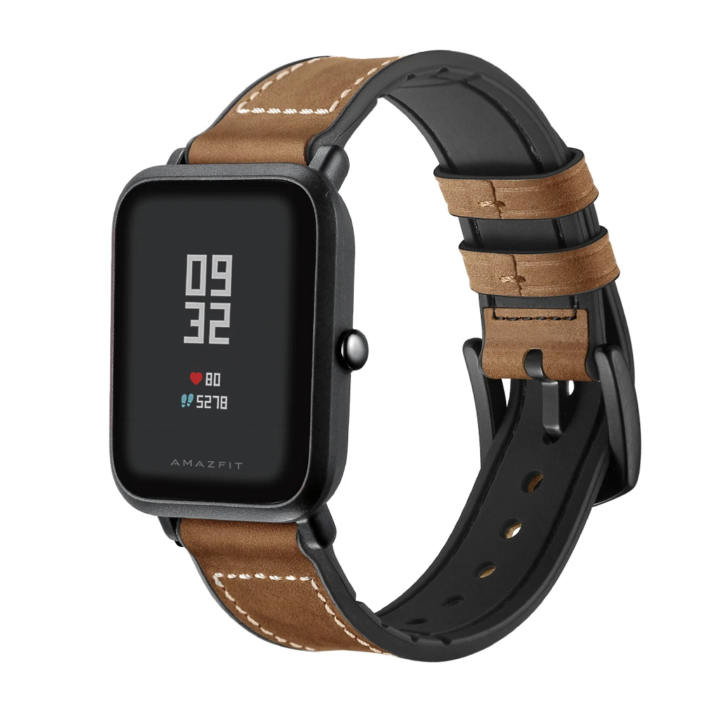 20 мм кожаный ремешок для Xiaomi Huami Amazfit BIP BIT Смарт часы браслет из натуральной кожи