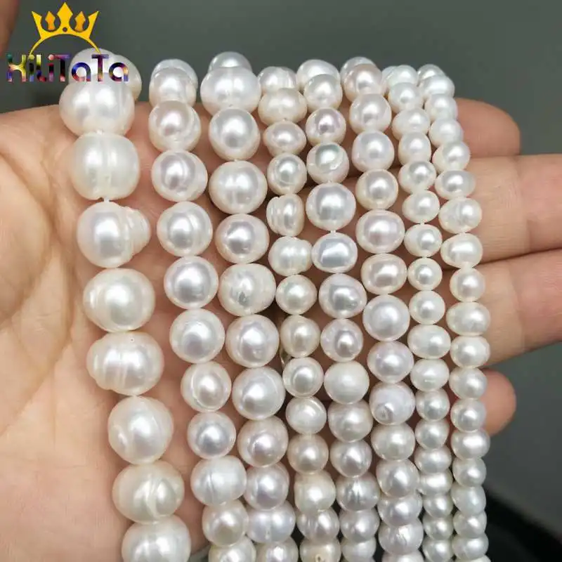 Natural Freshwater White Pearl Round Loose Spacer Beads For Jewelry Making DIY Bracelets Necklace 15'' Pick Size 4/6/8/9/10/11mm |