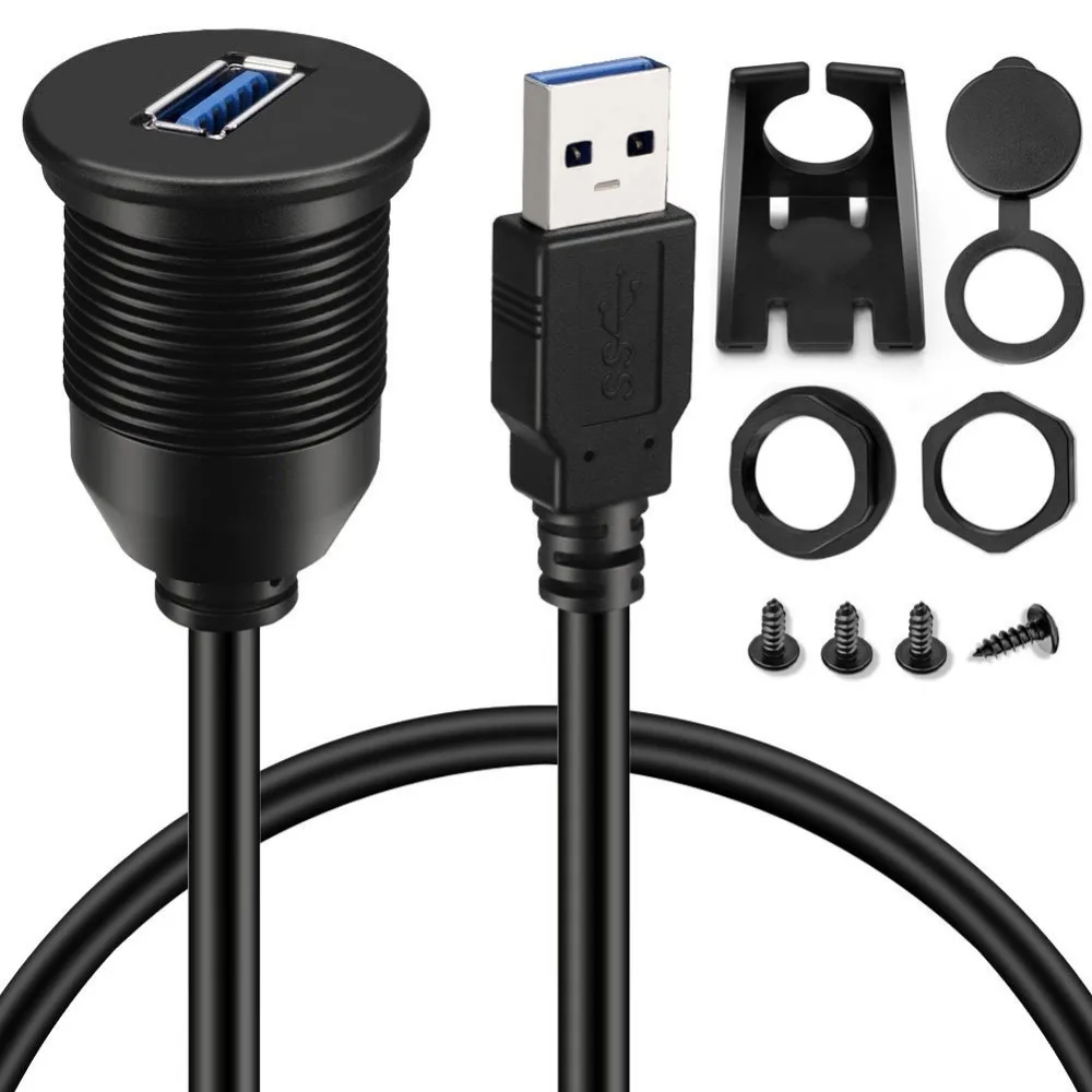 С отдельным портом, USB 3,0 мужского и женского пола AUX автомобильное крепление для скрытого кабель Водонепроницаемый удлинитель для автомобилей Грузовик Лодка Защитная пленка для мотоцикла, Панель