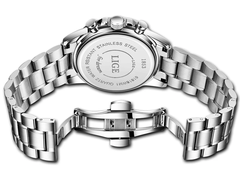 Мужские часы Montre Homme, люксовый бренд, LIGE, хронограф, мужские спортивные часы, водонепроницаемые, полностью стальные, кварцевые, мужские часы, Relogio Masculino