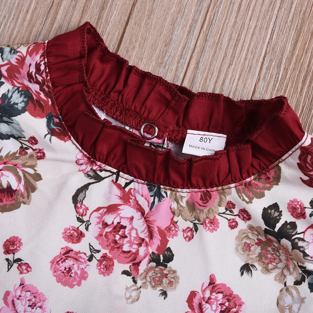 2019 Multitrust Brand Toddler Baby Little Big Sister Matching Girl Floral Romper Party Dresses Christmas Summer Red Sunsuit W614 | Детская