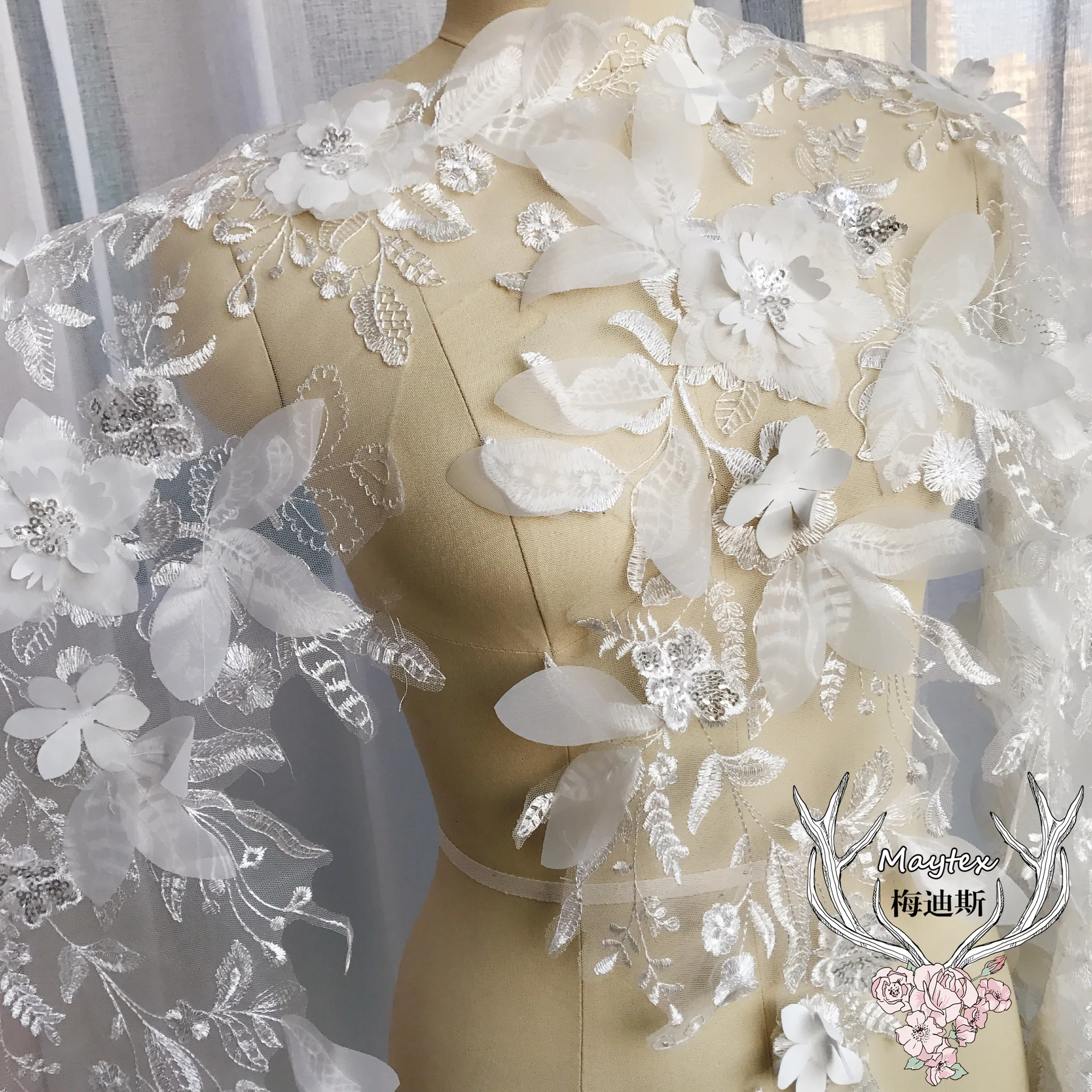 1 ярд 3D с аппликацией в виде цветка блестками цветок кружево отделка шитье