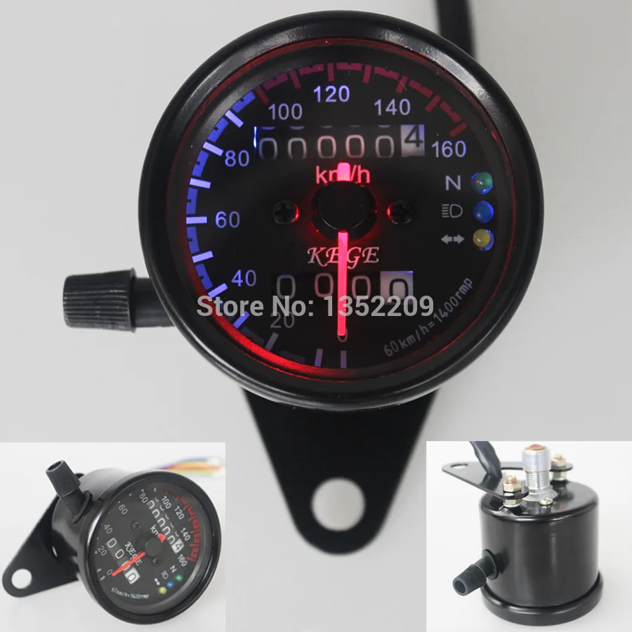 

Черный мотоцикл двойной одометр км/ч спидометр, светодиодный светильник, сигнальный светильник, универсальный, Новинка