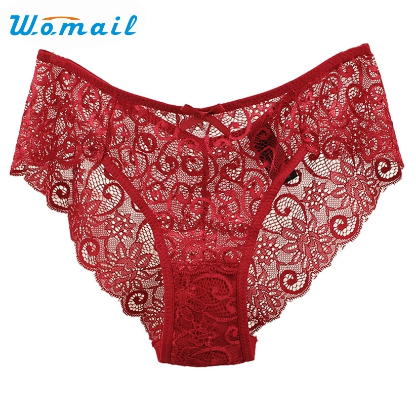 Новый дизайн Womail женские сексуальные прозрачные кружевные трусы с цветочным