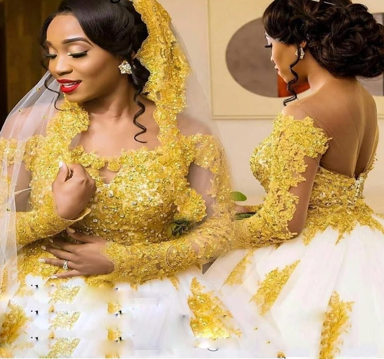 Черные свадебные платья в африканском стиле с золотым кружевом для девочек 2020