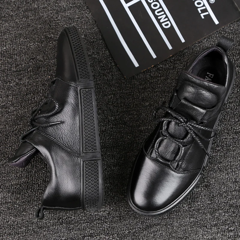 DENGKELAI Genuine Leather Casual Shoes for Men Large Size Rubber Sole leather Footwear Luxury Brand Sneakers 2019 | Обувь