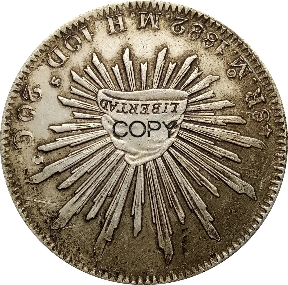 1882 Мехико 90% Серебряная монета 8 Reales Mo Mh копия монет