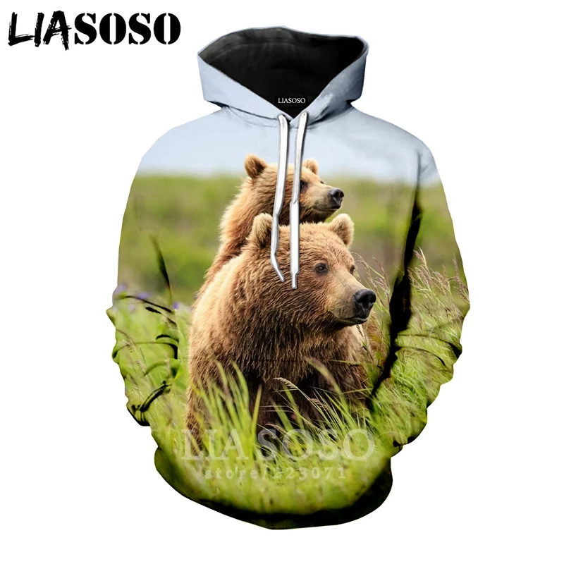 20 LIASOSO, новинка зимы, для мужчин и женщин, модная толстовка, 3D принт, животные, медведь, толстовки, длинный рукав, круглый вырез, топ, Harajuku, пуловер, B107-7 - Цвет: 20