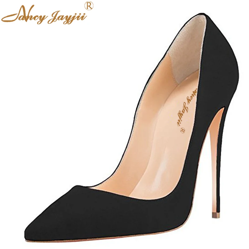 Модные черные синие красные замшевые туфли женские лодочки на высоком тонком