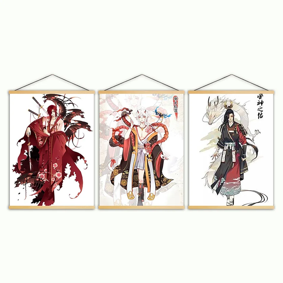 Картина украшение дома печать Onmyoji скандинавские холст анимация деревянный свиток настенные картины стены искусства плакат для гостиной - Цвет: YXCV1755