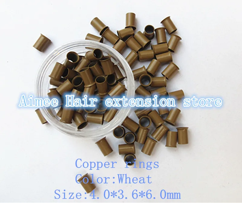 

4.0*3.6*6.0mm5#Brown1000pcs/pack copper flared ring easily locks/copper tube micro link/ring /bead for i tip hair extension