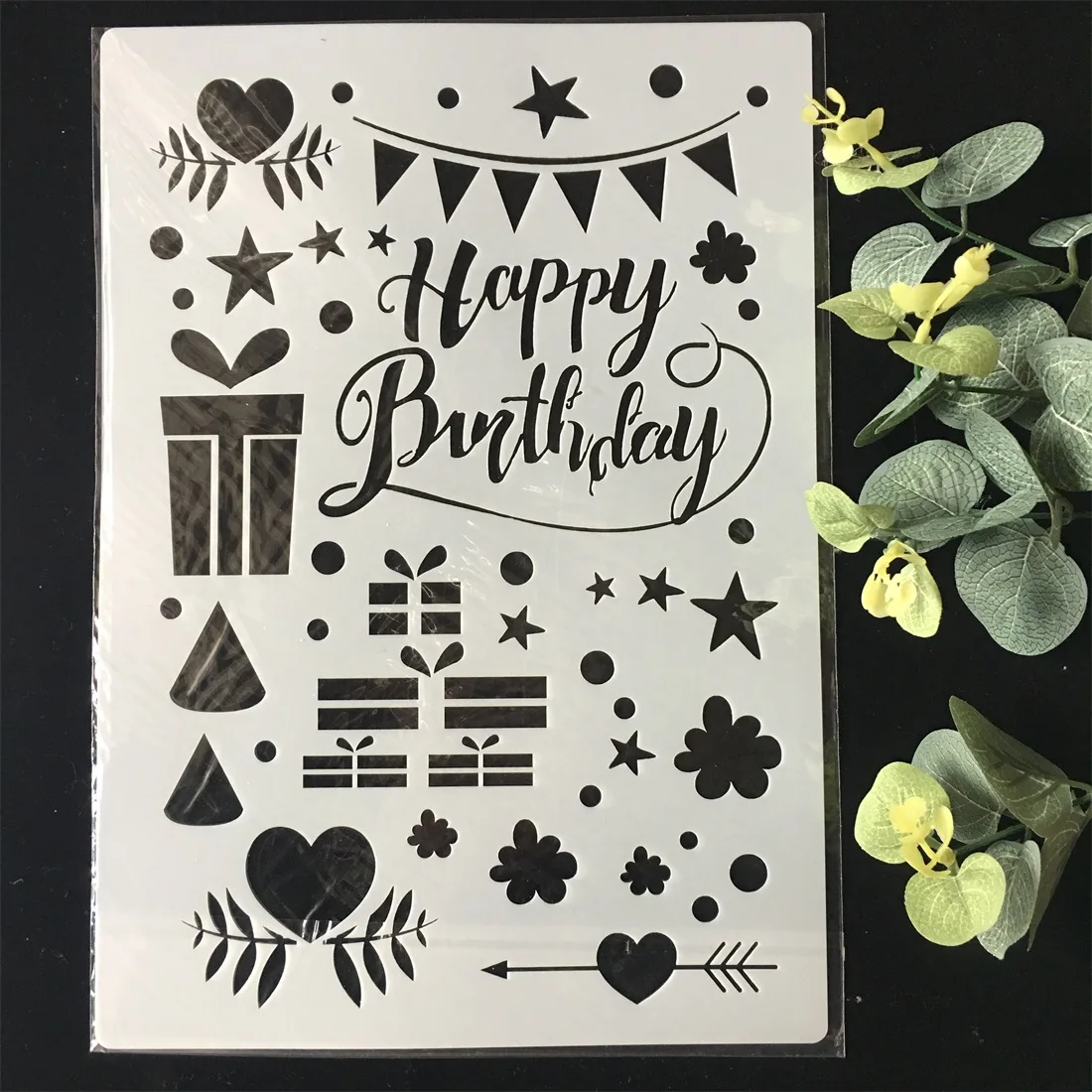 A4 Пластик Happy Birthday &quotсделай сам&quot наслоения Трафареты настенная живопись