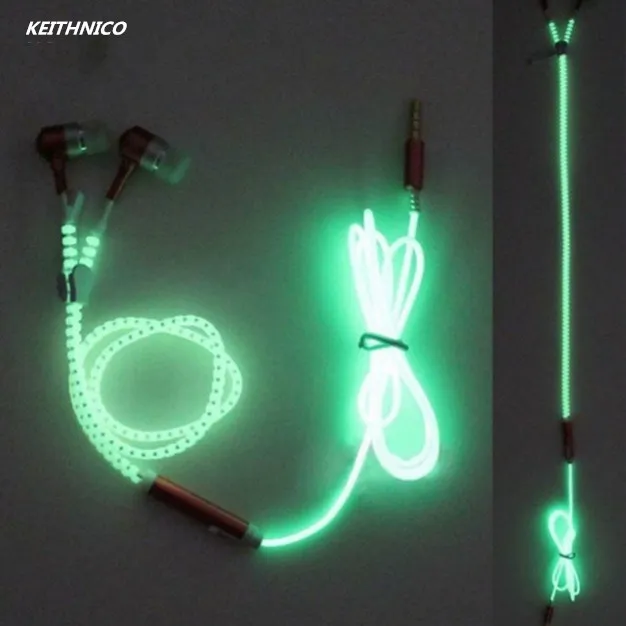 3 5 мм светящиеся наушники на молнии свободные руки стерео бас металлические