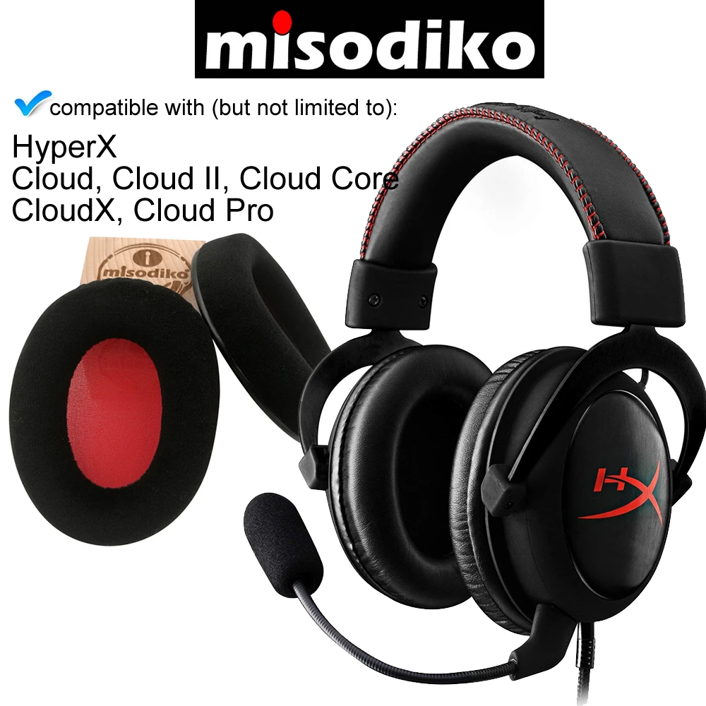 Велюровые амбушюры misodiko сменные для игровой гарнитуры HyperX Cloud II Core CloudX
