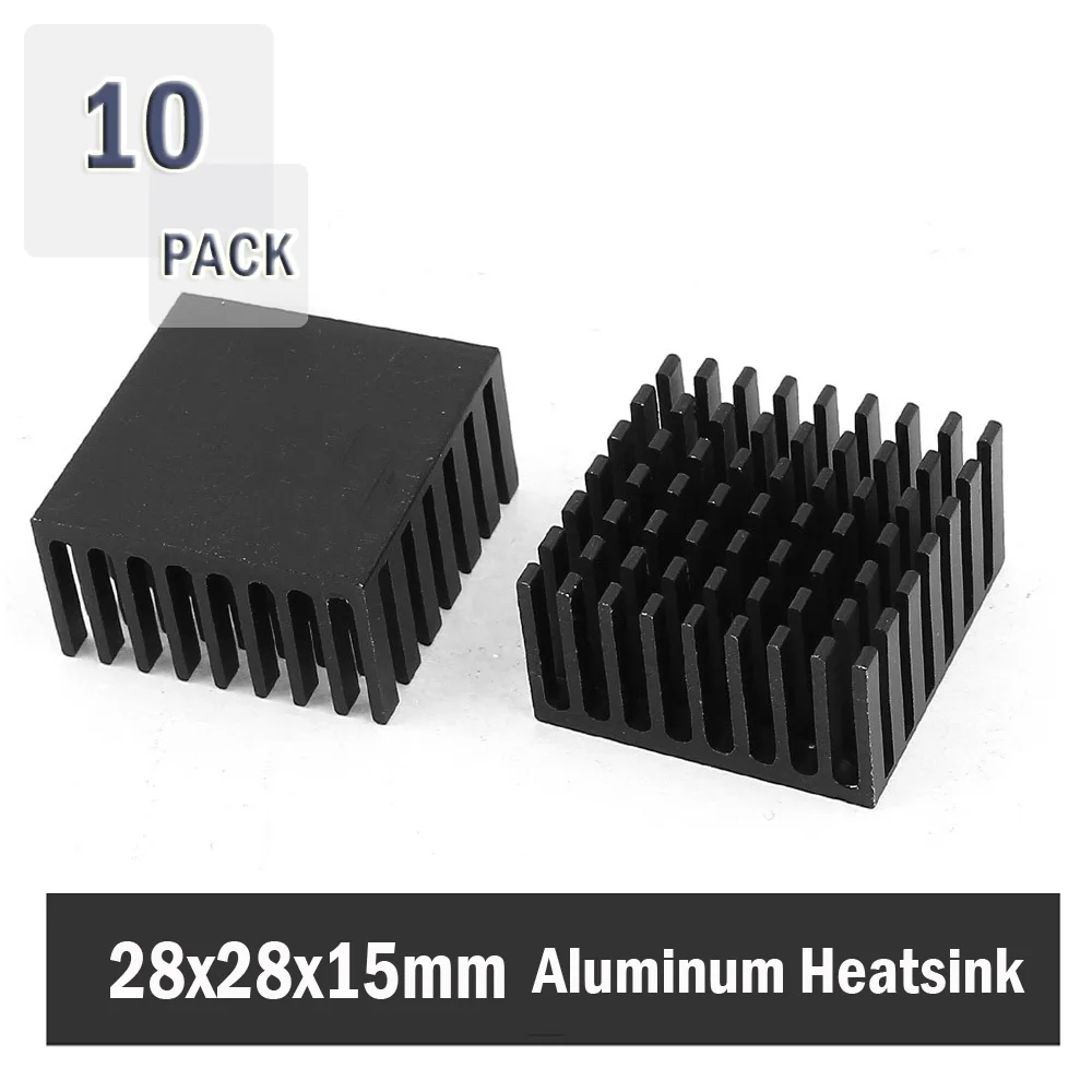 

10 Pieces 28x28x15mm High Power Black Anodized Cooler Radiator For PC