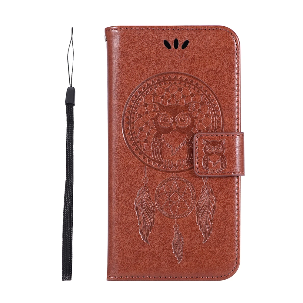 Dream Catcher Owl Pattern Book Case Leather For Huawei Y6 Prime 2018 / Flip Wallet Cover Shell Card Money Slots Holder | Мобильные