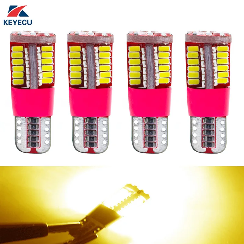 

KEYECU 4 шт. 6000k T10 W5W Клин 3014 57SMD ярко-желтые светодиодные лампы для салона автомобиля наружные парковочные боковые габаритные огни
