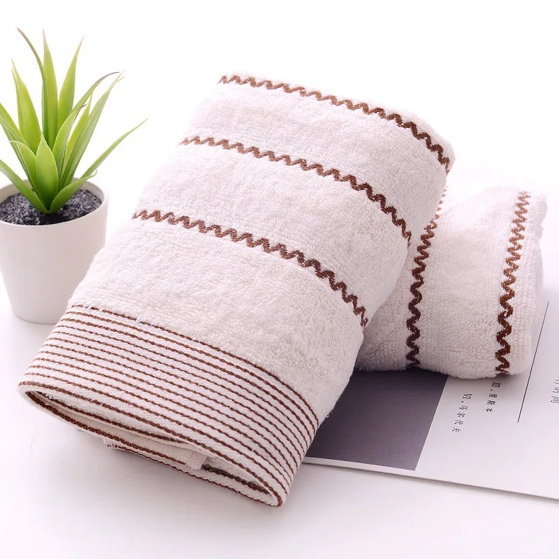 beige Stripe 35*75 см, чесаное хлопковое полосатое полотенце, премиум класса, роскошное банное полотенце, с рисунком облака, в восточном стиле, для сауны, душа, пляжное полотенце - Цвет: beige Stripe