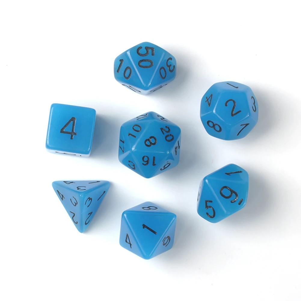 7 шт./компл. светится в темноте Многосторонние кости 4 цвета TRPG игры светящиеся