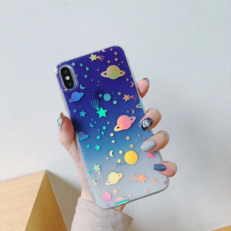 For iPhone X XS XR Max High Quality TPU Back Cover Coque Cartoon Star moon luminous shells 6 6S 7 8 Plus Capa Case |