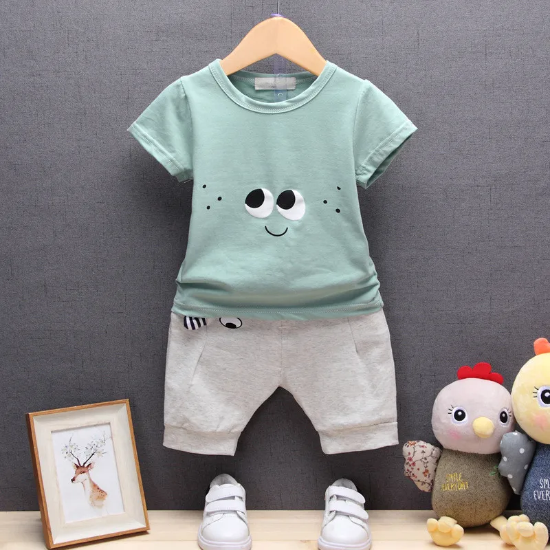 Akexiya New 2018 Summer Children Clothes Sets Boy Girls Cartoon Printed T-Shirt+ Cotton Pant Kids Clothing 2 PCS Set | Детская одежда и