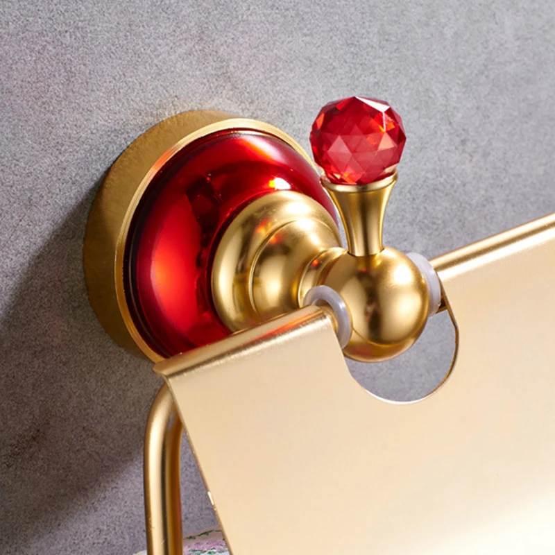 Toilet Paper Storage Holder Aluminum Alloy Tissue Roll Rack Box With Red Crystal Shelf Bathroom Accessorry | Дом и сад