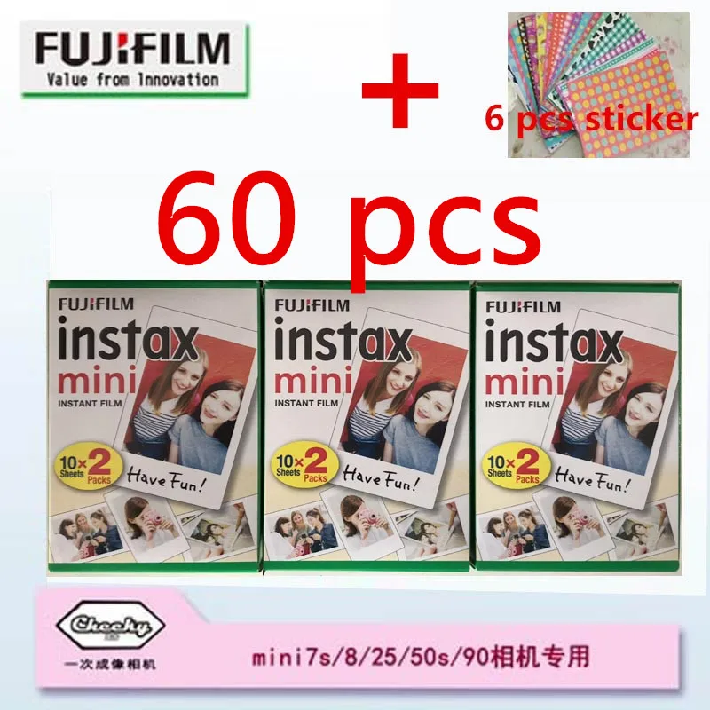 Оригинальная пленка Fujifilm Instax Mini 50 шт. 60 40 20 10 листов для Fuji Camera 7s 8 9 90 25 55 Share SP 1