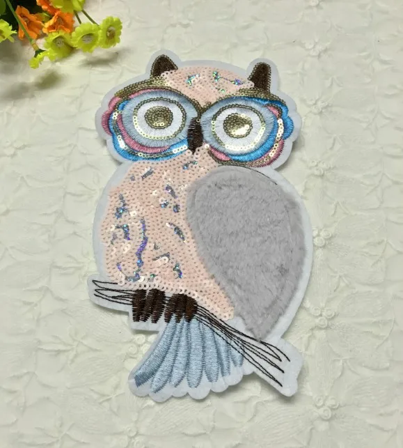 Винтажные патчи с вышивкой совы расшитые блестками 20 шт. одежда для детей платье
