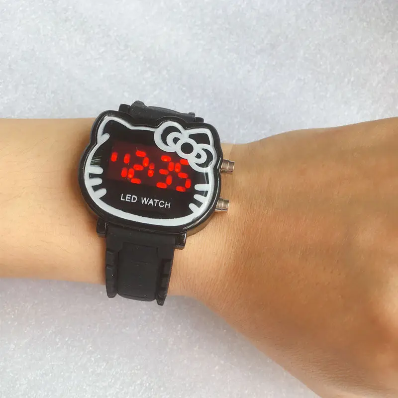 Hot Hello Kitty LED Children Watches 2018 Rubber Strap Child Watch Fashion Girls Kids Digital Wristwatch Casual Clock | Наручные часы