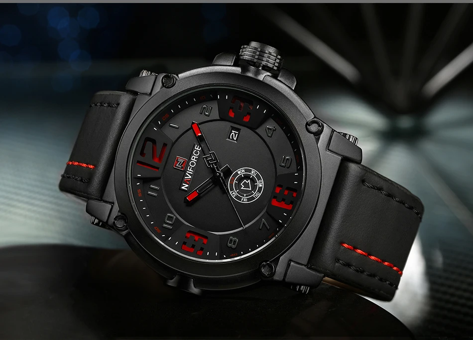 NAVIFORCE Топ люксовый бренд мужские спортивные военные кварцевые часы Мужские Аналоговые часы с датой Кожаный ремешок наручные часы Relogio Masculino