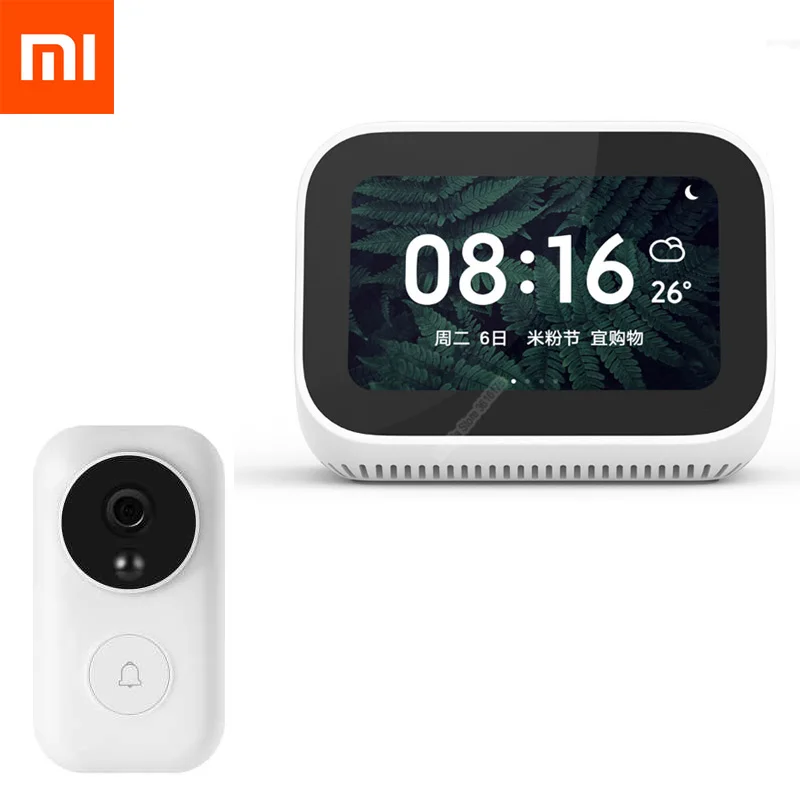 2PCS Xiao mi AI сенсорный экран Bluetooth 5,0 динамик цифровой дисплей Будильник WiFi смарт соединение динамик mi динамик - Цвет: 2PCS
