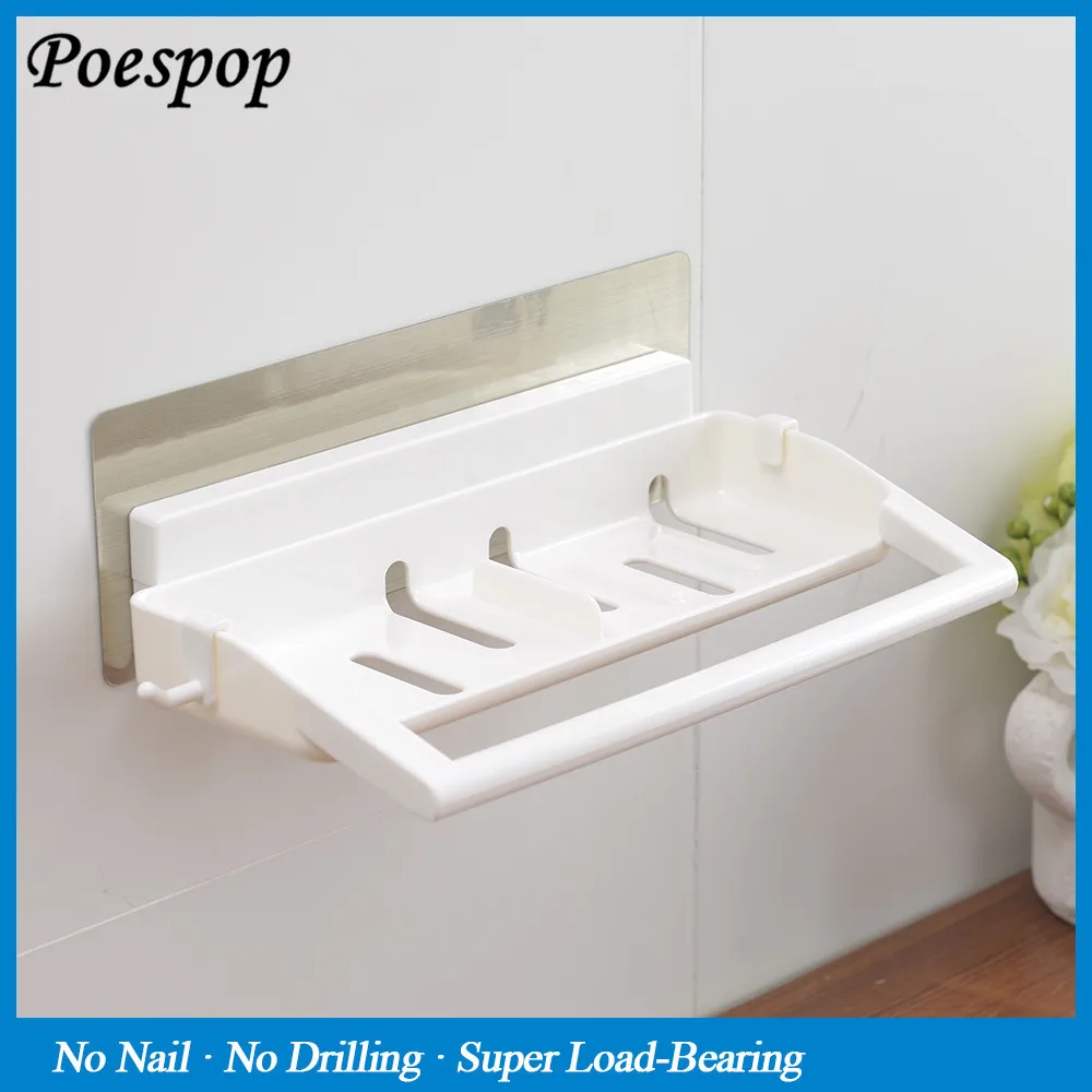 POSEPOP Bathroom Corner Shelf Sucker Suction Cup Plastic Shower Basket Kitchen Wall Rack Room Holder With Towel Bar | Обустройство