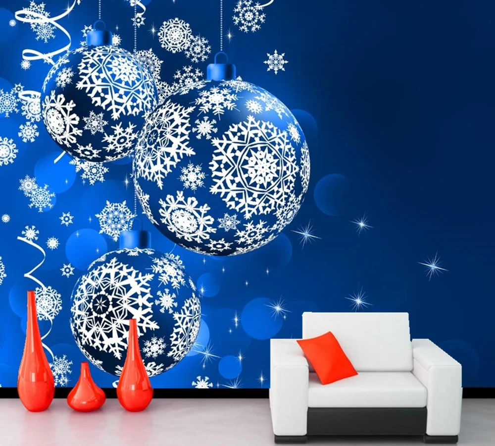 Фотообои на заказ Рождественские цветные шарики снежинки обои 3d для ресторана
