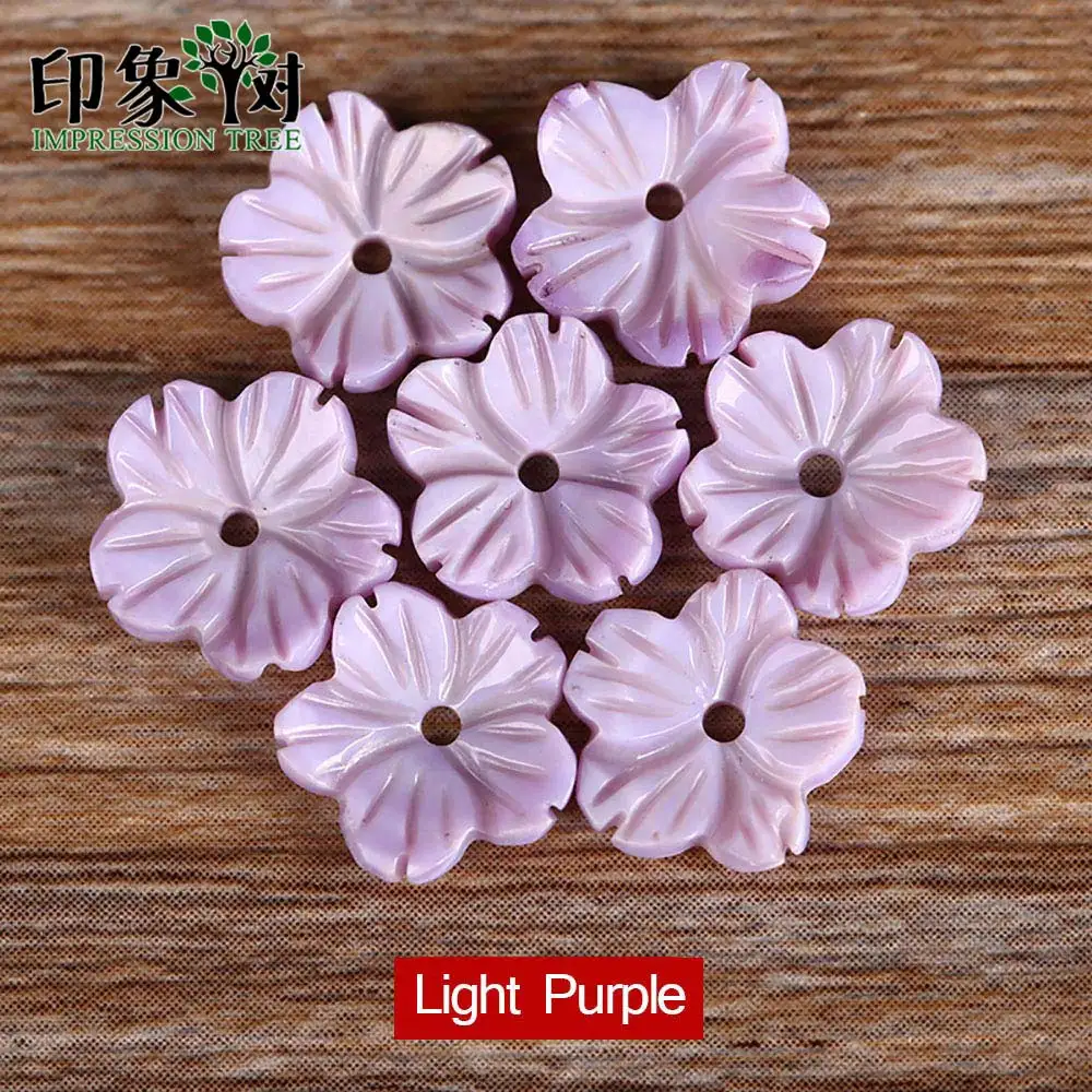 Light Purple 10pcs 10 шт., 10 мм, милые Цветные 3D бусины в виде цветов, натуральные колпачки для швабры, изогнутые бусины из ракушки, сделай сам, изготовление ювелирных изделий 1923 - Цвет: Light Purple 10pcs