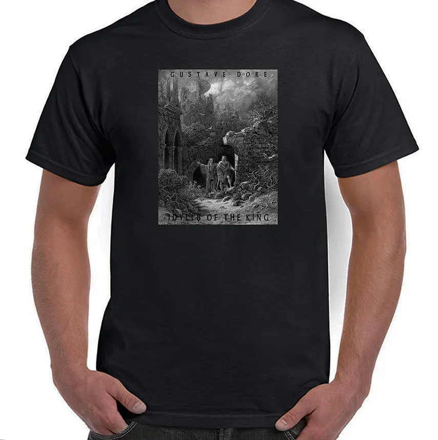 Idylls of The King Merlin &amp Arthur Gustave Dore мужская летняя футболка с коротким рукавом и принтом