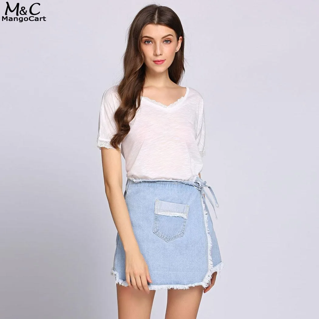 Летняя джинсовая юбка женская 2017 сексуальная высокая талия джинсовые юбки