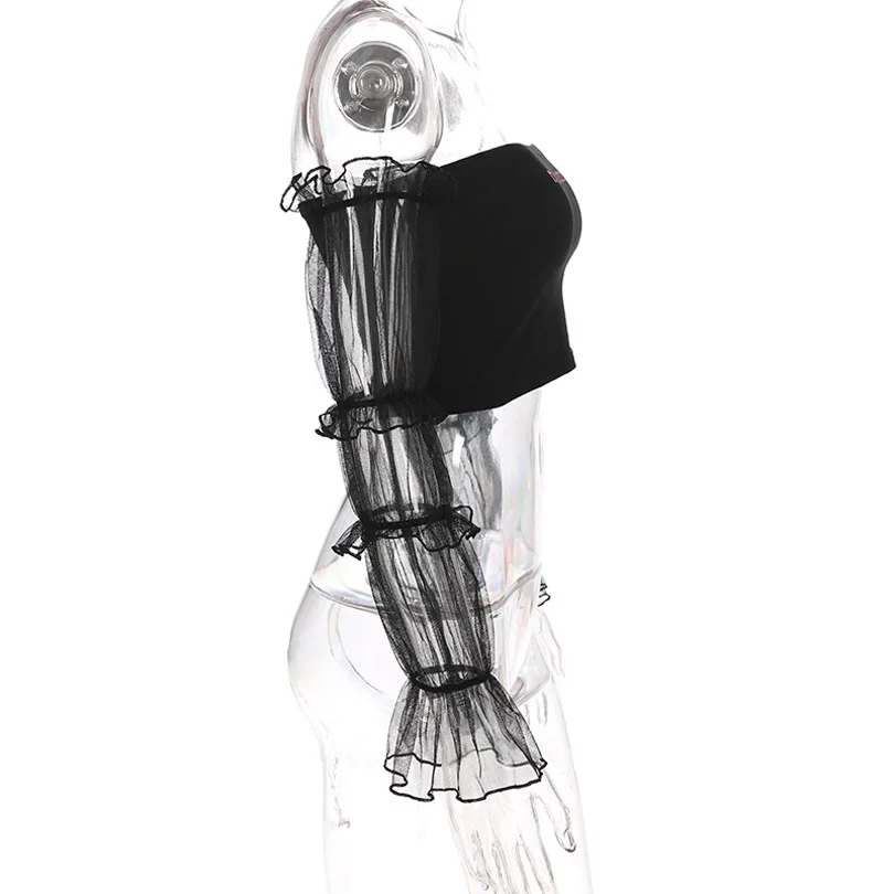 Футболка женская летняя сетчатая с рукавом фонариком|Футболки| |