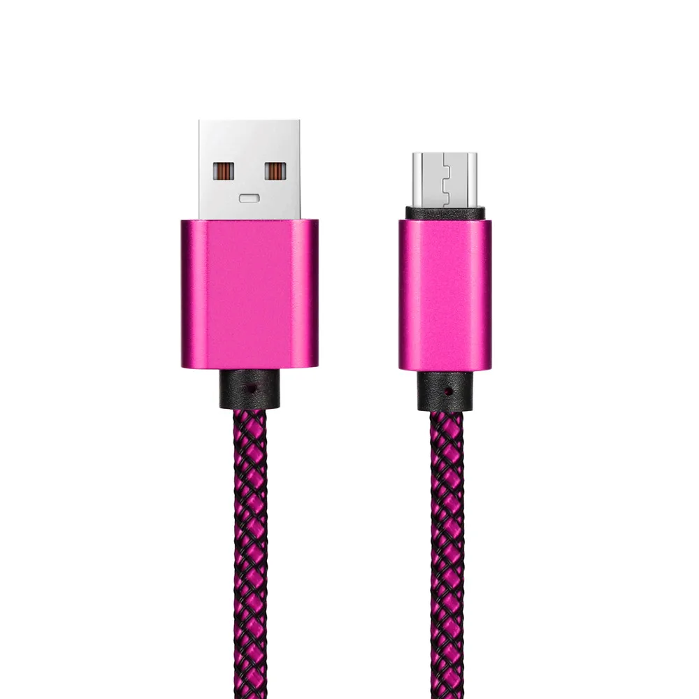 Hot Pink Universal Micro USB Charger Cable Charging Cord Compatible With Android Phone Charge Cables For Samsung For Huawei For Xiaomi - Цвет: Hot Pink