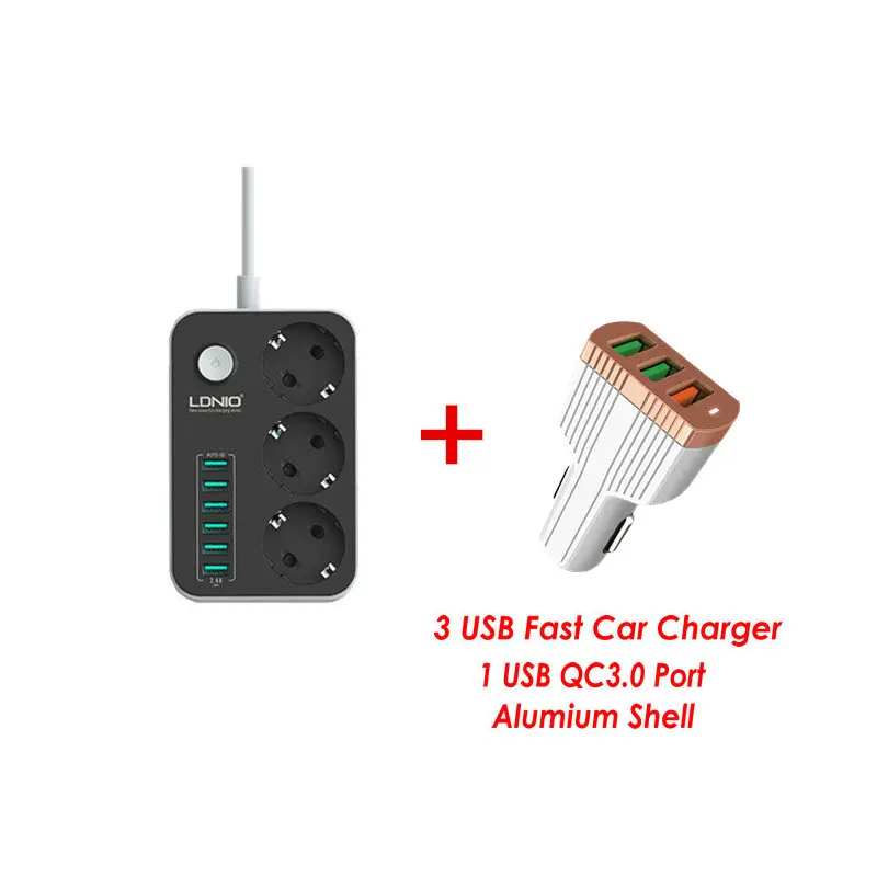 w 702Q LDNIO, AC удлинитель, универсальная розетка с вилкой EU, UK, US, 6 usb-розеток, адаптер для путешествий, зарядное устройство для смартфона, офиса - Цвет: w 702Q