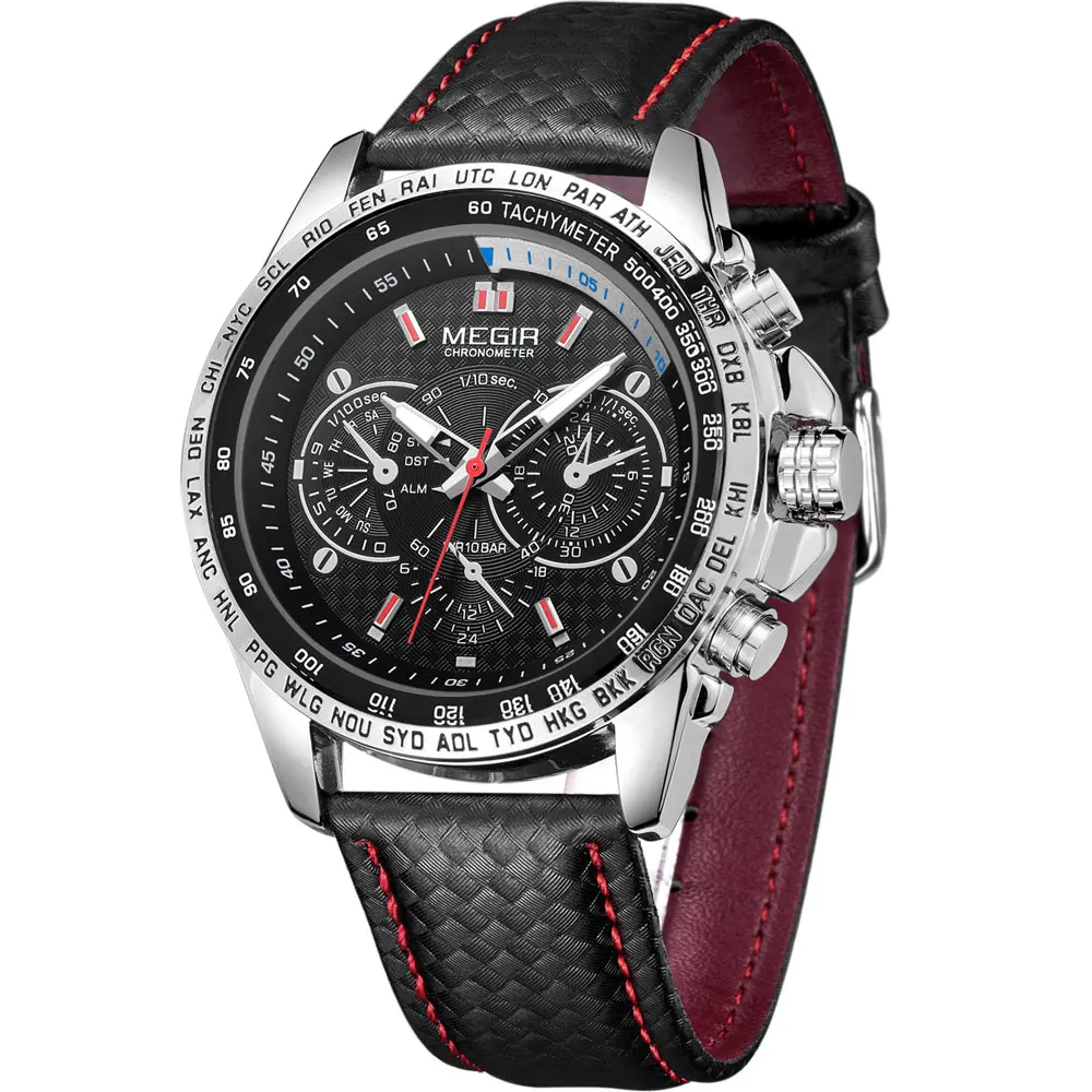 Часы наручные MEGIR Мужские кварцевые люксовые брендовые светящиеся в стиле