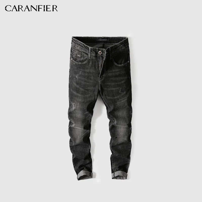 CARANFIER в стиле хип-хоп Джинсы Для мужчин дикий зауженные повседневные брюки модные