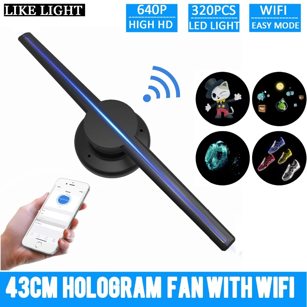 Бесплатная доставка 42 см/16 54 &quotWifi 3D голографический проектор голограмма плеер