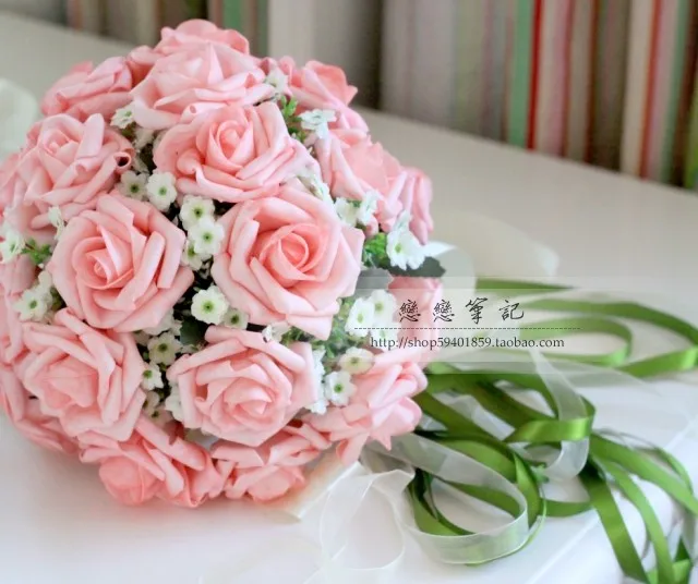 

Korea Bridal Flower Bouquets Roses Orchid Mix Flower Bunch Satin Lace Ribbon Butterfly Bowknot DIY Handcraft Wedding Flower
