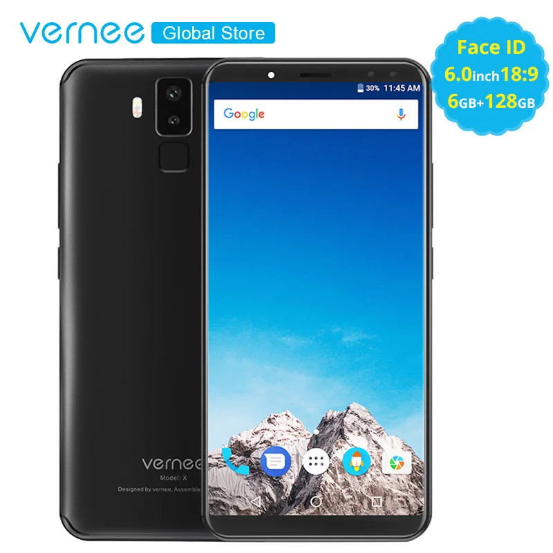 Vernee X 5 99 &quot18:9 дисплей распознавание лица 6 ГБ ОЗУ 128 Гб мобильный телефон MT6763