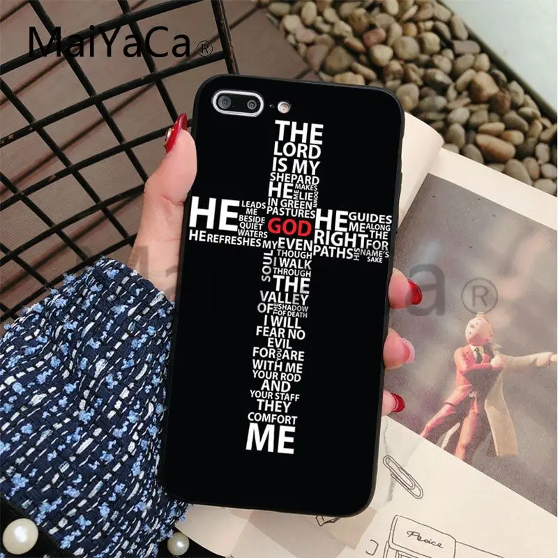 Роскошный мягкий черный чехол для телефона MaiYaCa Christian Jesus The Cross Apple iphone 5 5s 5c SE и 6 6s 7