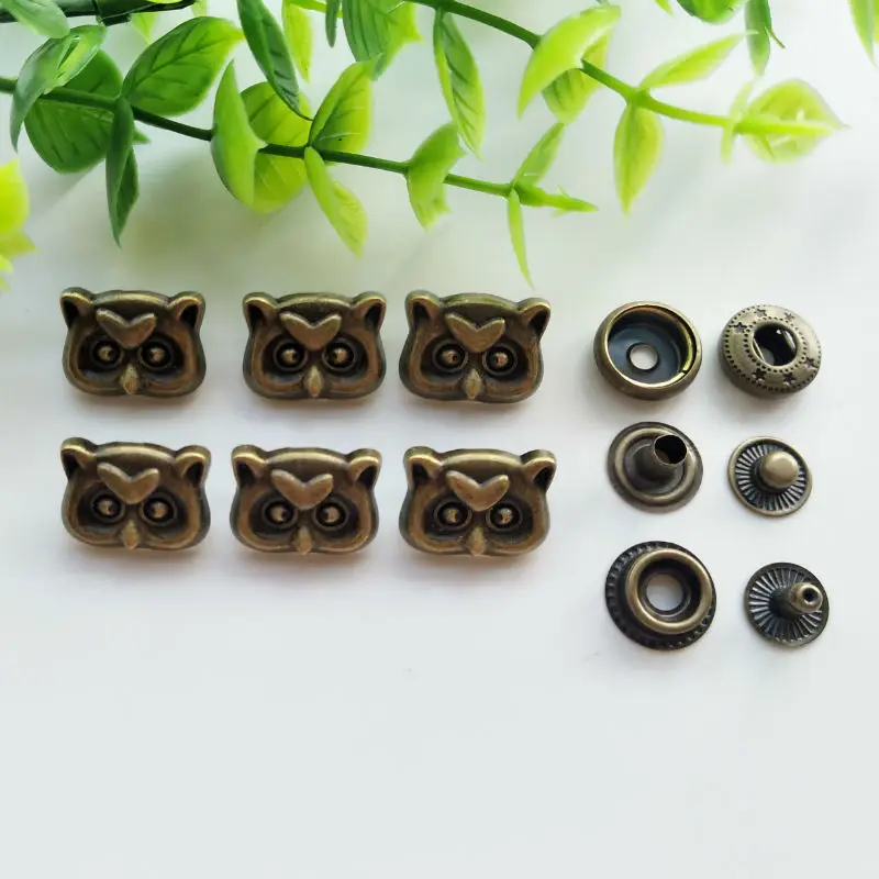 6 комплектов Сова цинковый сплав защелкивающаяся застежка пресс-шпилька швейная