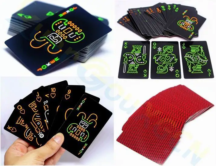 

10PCS Luminous Fluorescent Poker Cards cool Black Glow Dark Bar Party Luminous Playing Cards Collection Special Poker board game