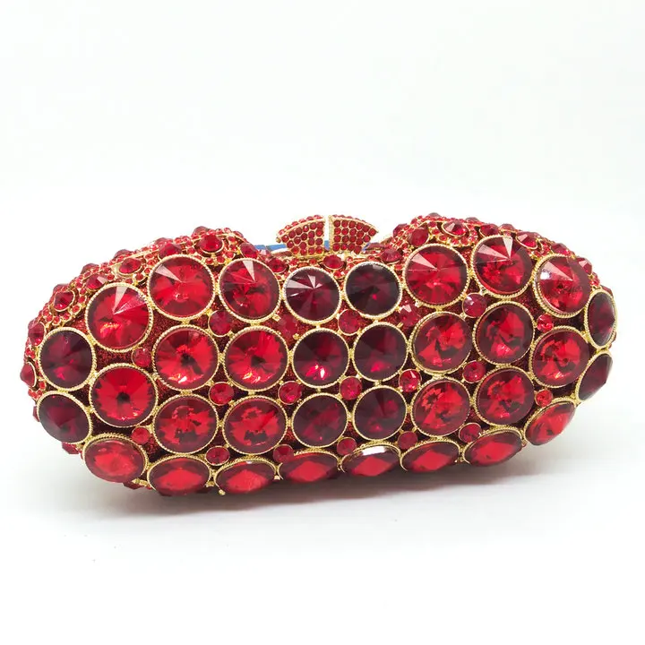 Red Evening Bag Бутик De FGG элегантный угольно-черный бриллиантовый вечерний клатч сумка женская модная Свадебная вечерняя сумочка кошелек Свадебный Хрустальный клатч - Цвет: Red Evening Bag