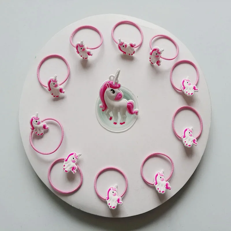 10PC unicorn rubber band Cartoon Hair Rope Ribbon Tie Kids Girls Elastic Rubber bands Accessories with Decoration | Аксессуары для