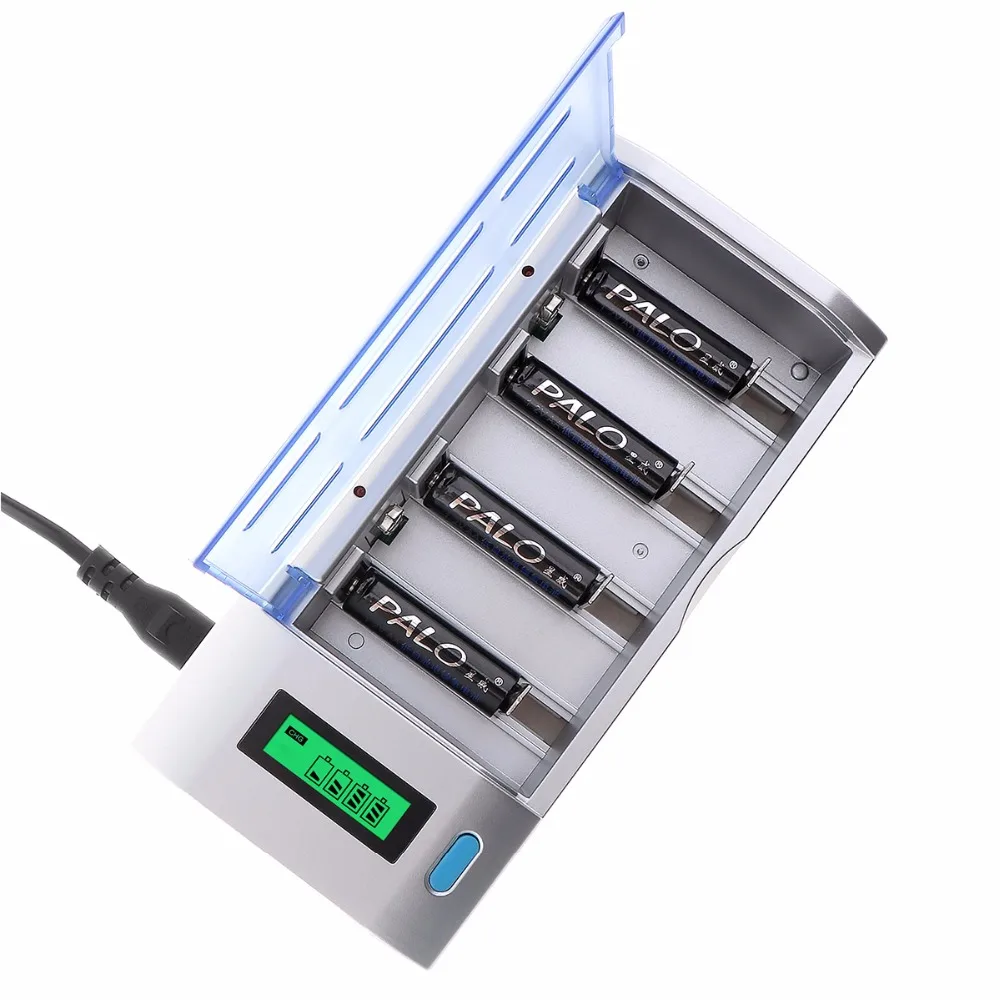 PALO 4 Slots Independent Rechargeable LCD Display Smart Screen Battery Charger for Ni-MH NI-CD AA / AAA SC 9V Batteries | Электроника